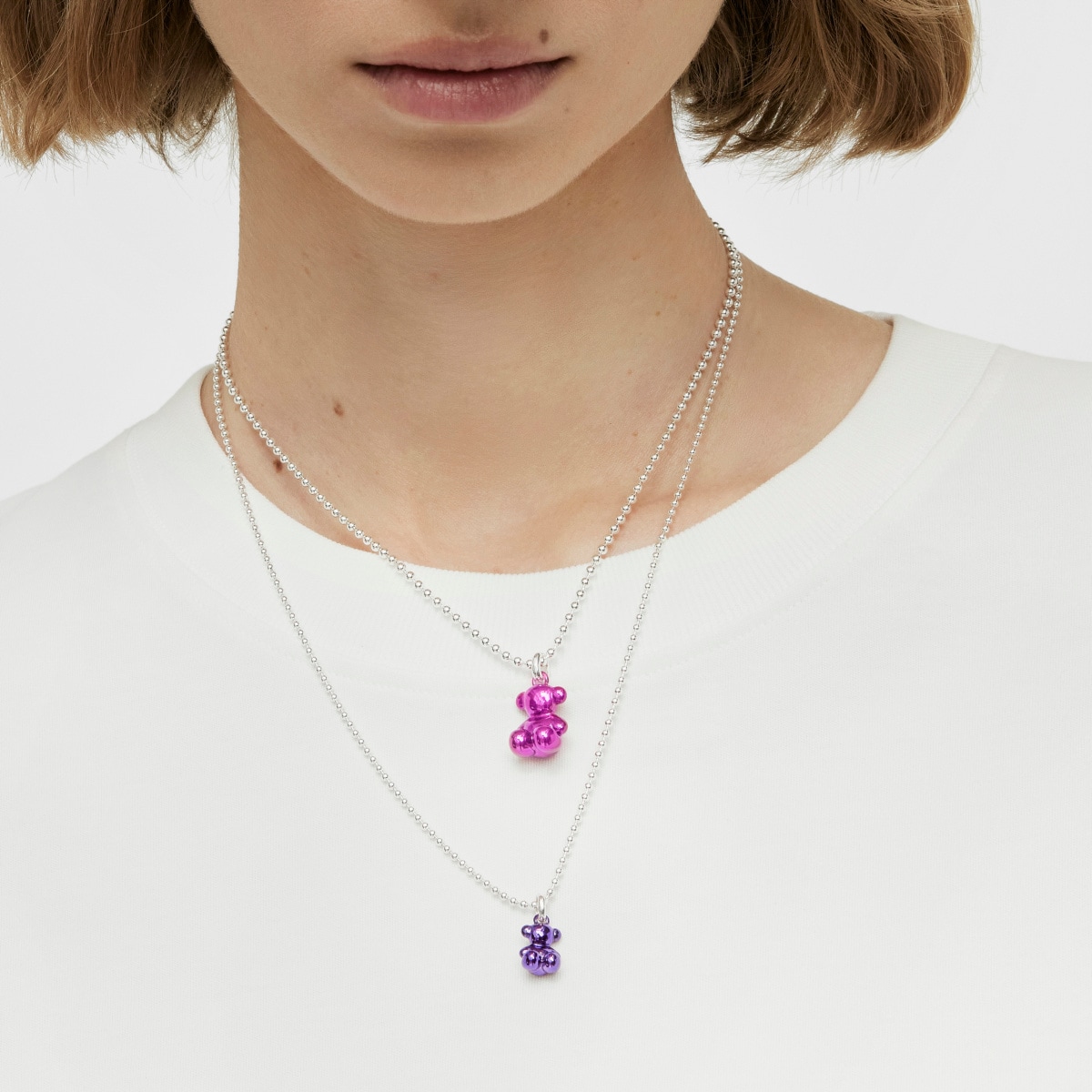 Colgante oso de acero en color rosa Bold Bear