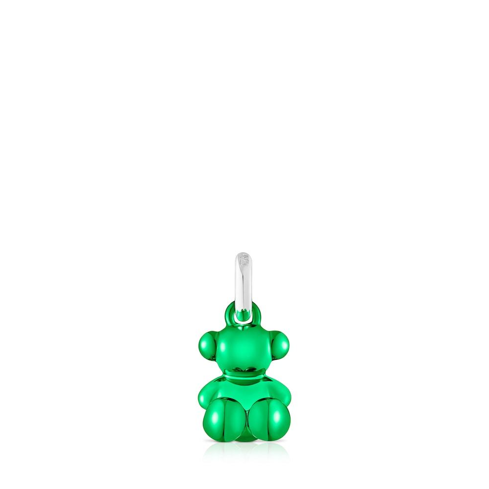 Colgante oso pequeño de acero en color verde Bold Bear image number 0