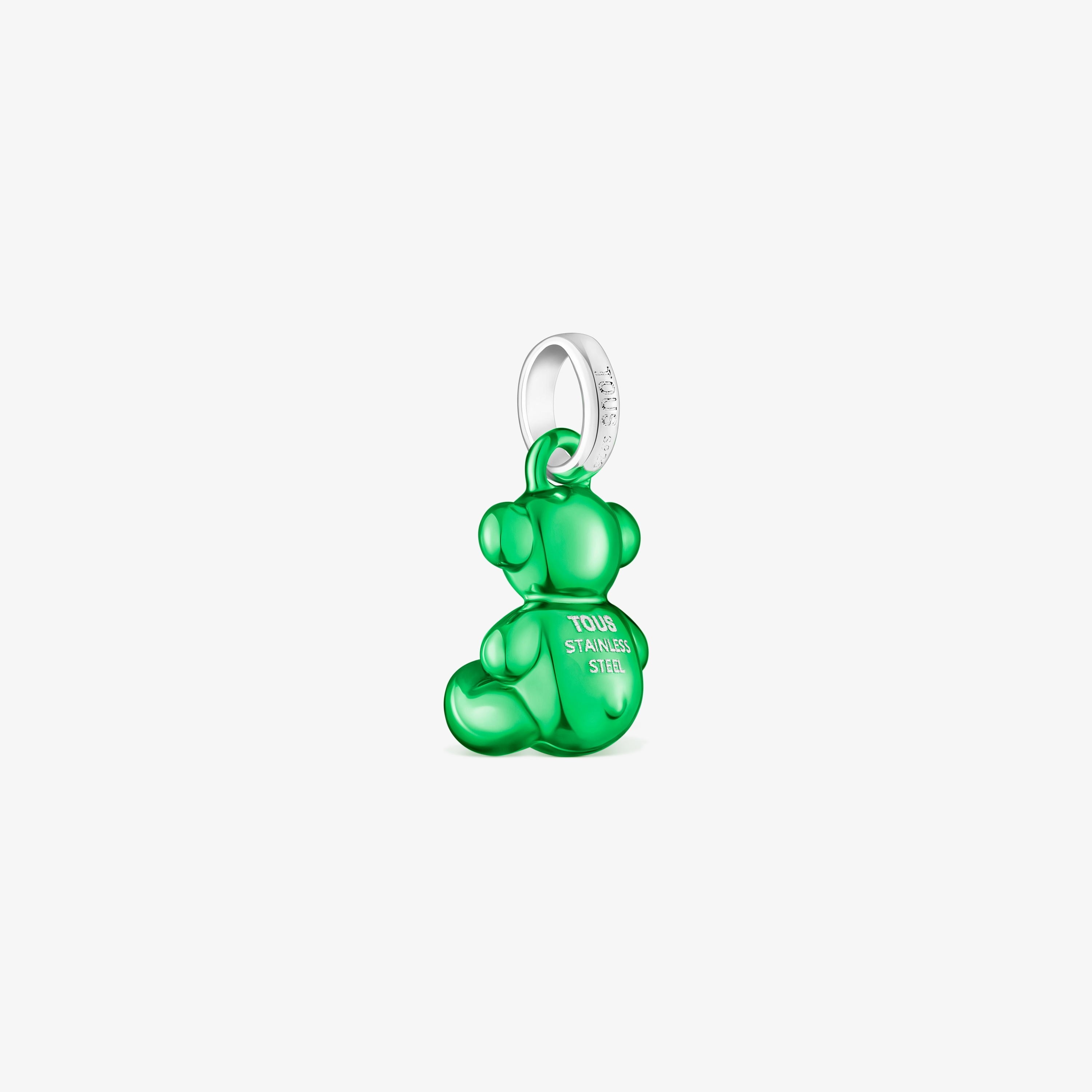 Small Bold Bear green steel bear Pendant