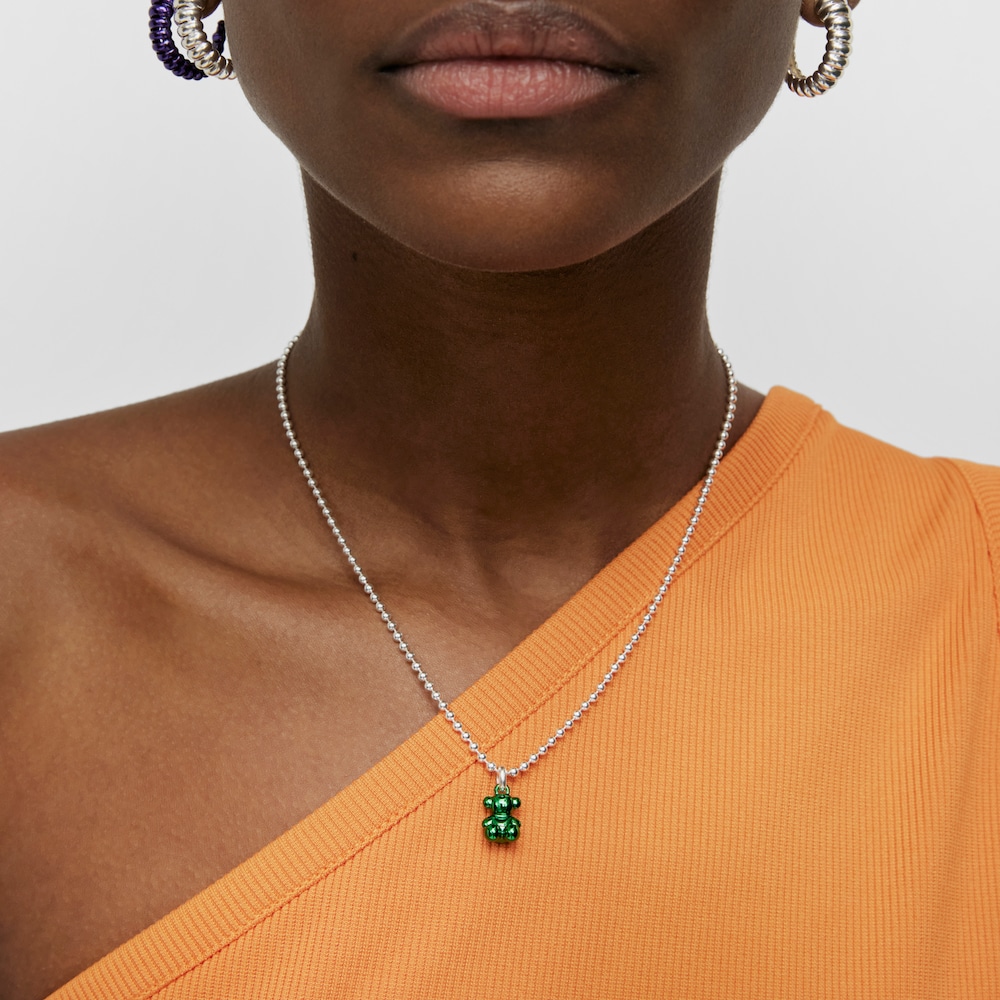 Mały wisiorek Bold Bear zielona stal miś