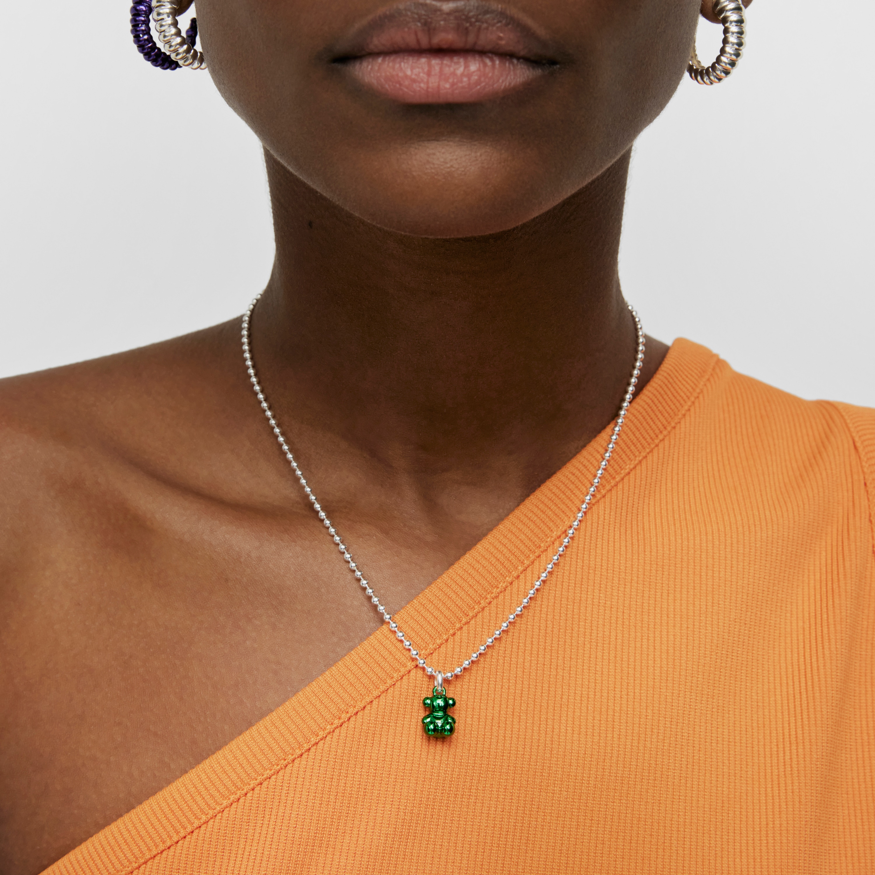 Small Bold Bear green steel bear Pendant