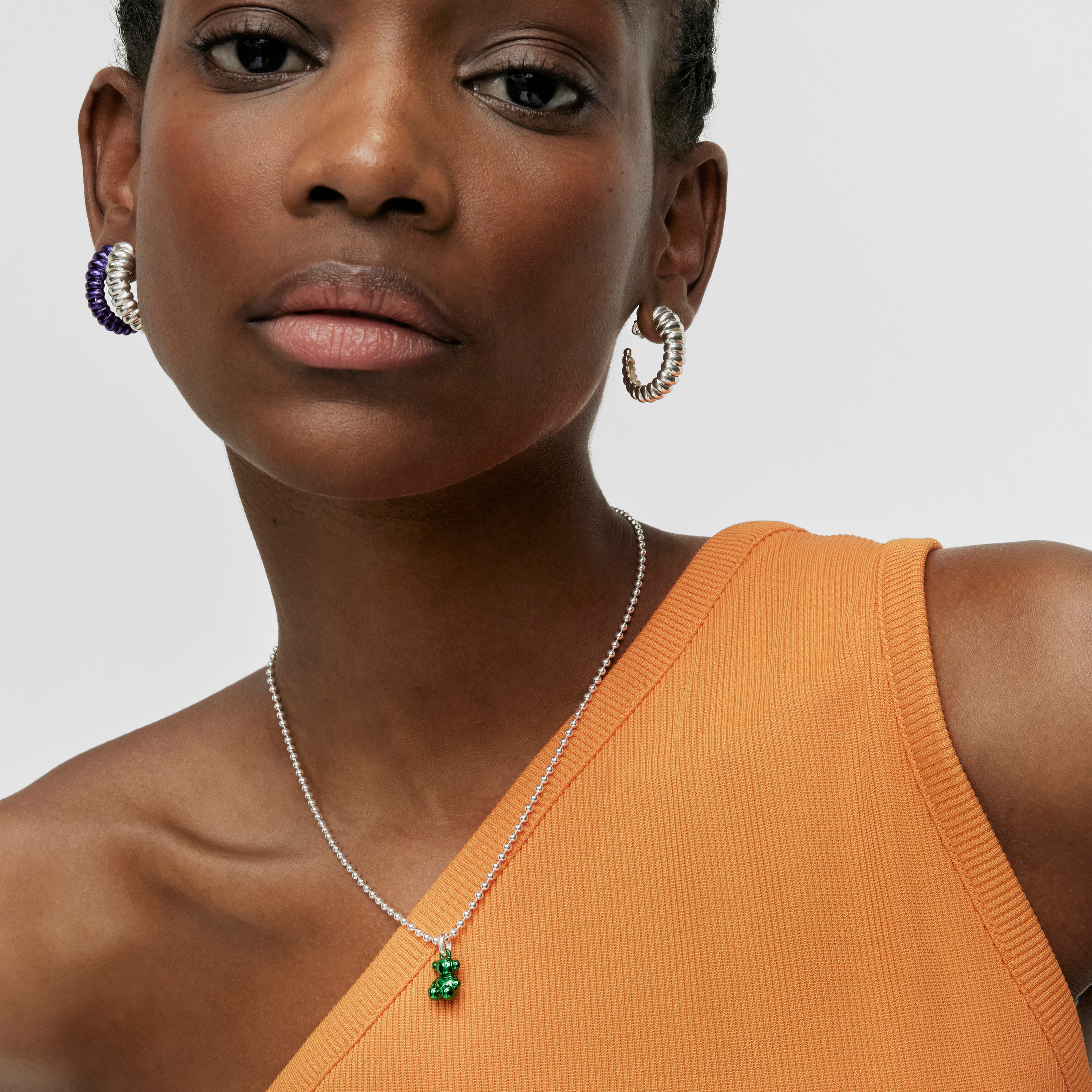 Small Bold Bear green steel bear Pendant