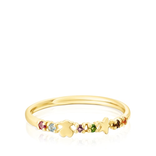 Gold Virtual Garden Wedding band with gemstones