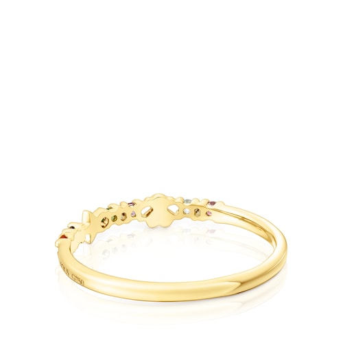 Gold Virtual Garden Wedding band with gemstones