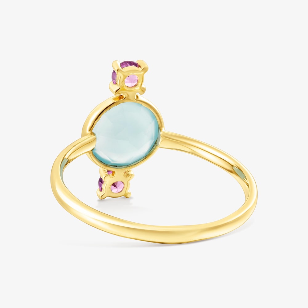 Pierścionek Virtual Garden wykonany ze złota z chalcedonem i rodolitem