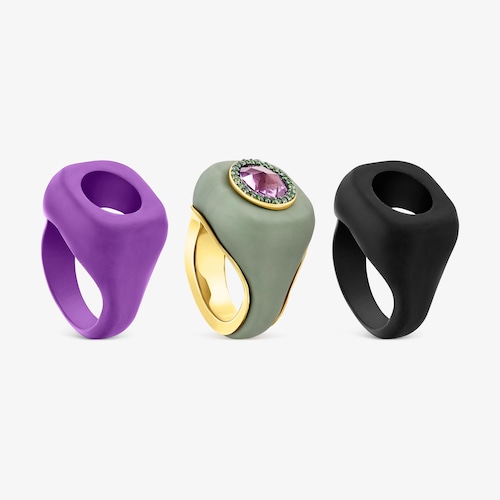 Siegelring-Set Virtual&nbsp;Garden aus Vermeil-Silber mit Amethyst