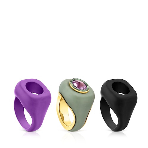Silver vermeil Virtual Garden Signet ring set with amethyst