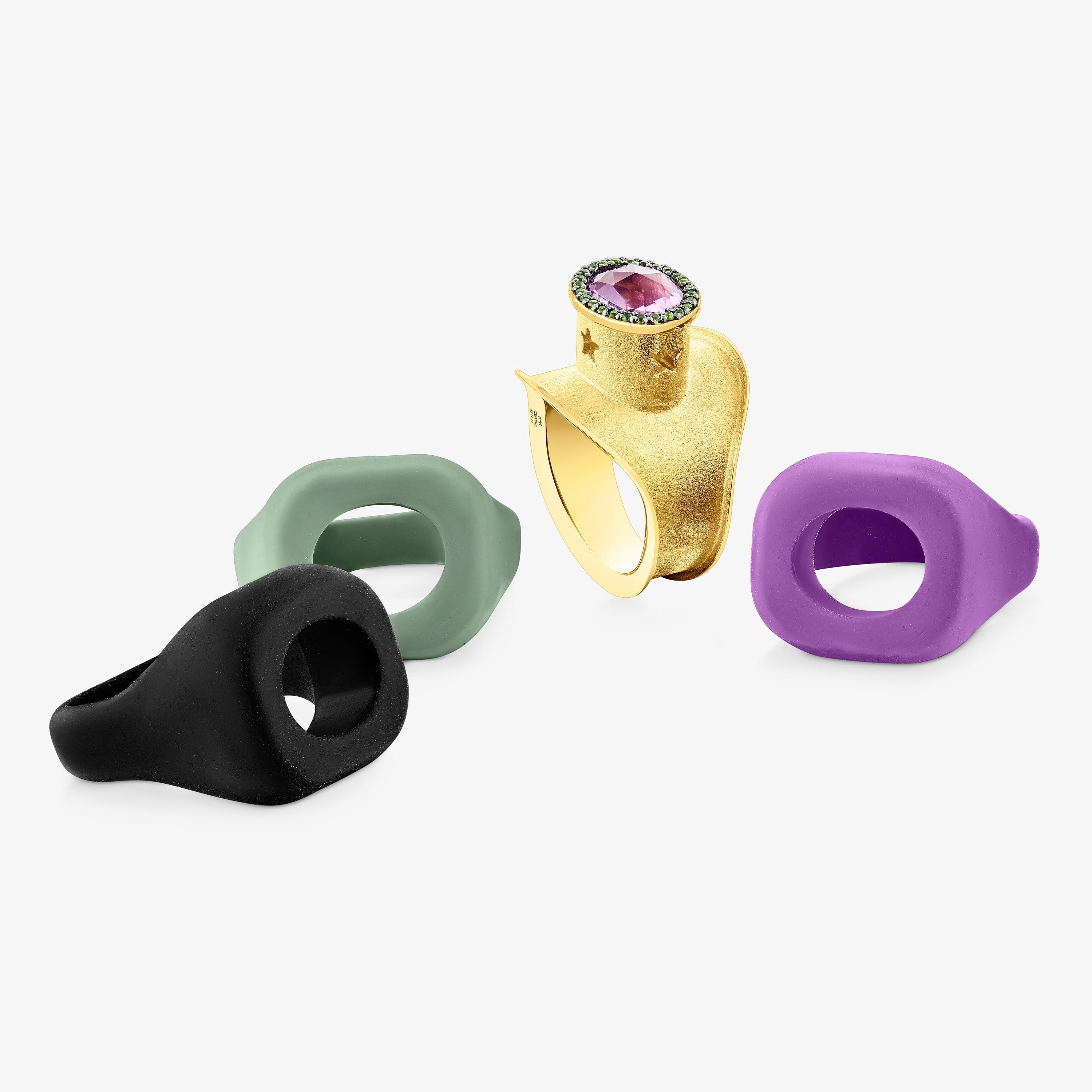 Silver vermeil Virtual Garden Signet ring set with amethyst