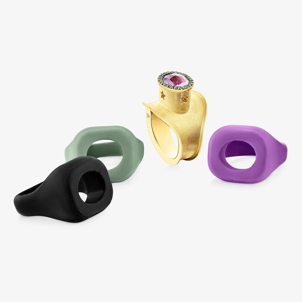 Silver vermeil Virtual&nbsp;Garden Signet ring set with amethyst