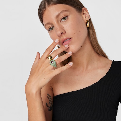 Silver vermeil Virtual Garden Signet ring set with amethyst