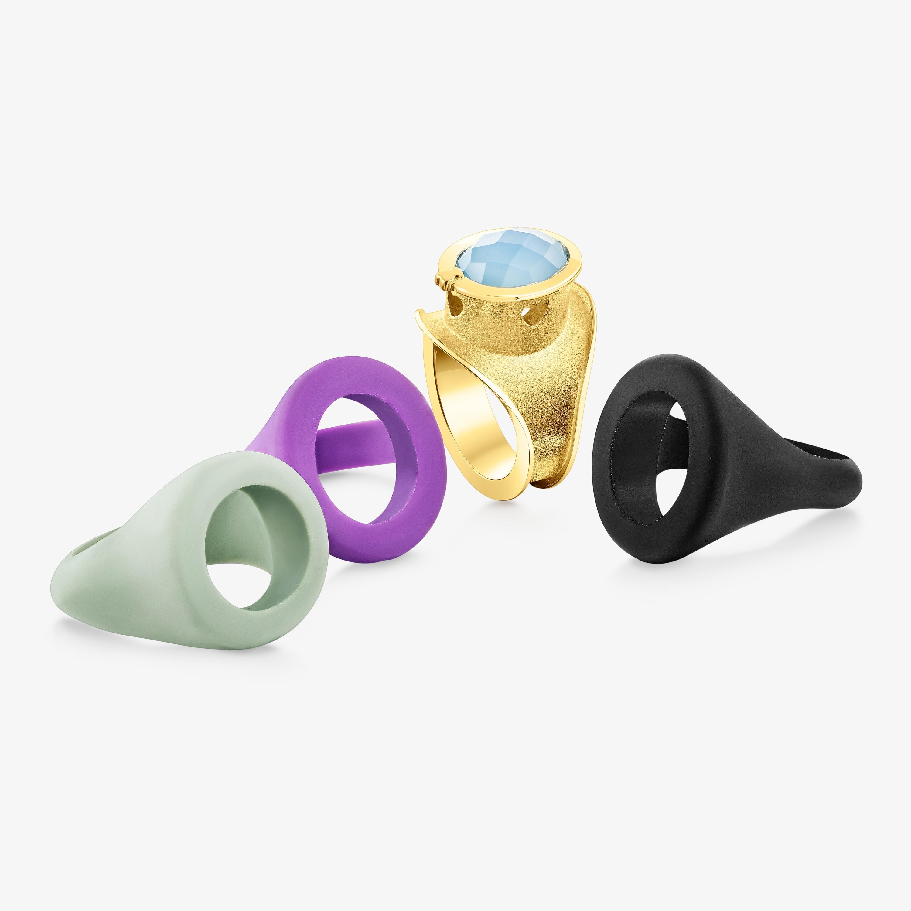 Silver vermeil Virtual Garden Signet ring set with chalcedony