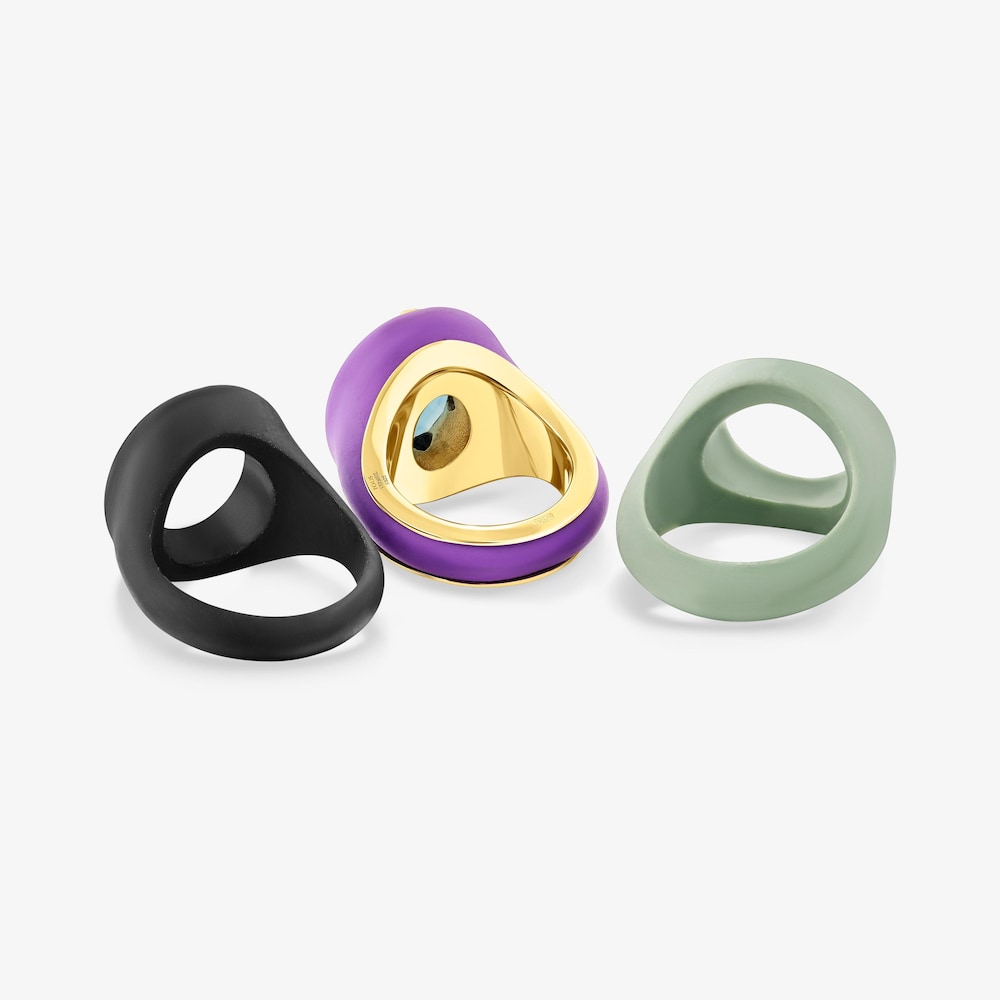 Silver vermeil Virtual&nbsp;Garden Signet ring set with chalcedony