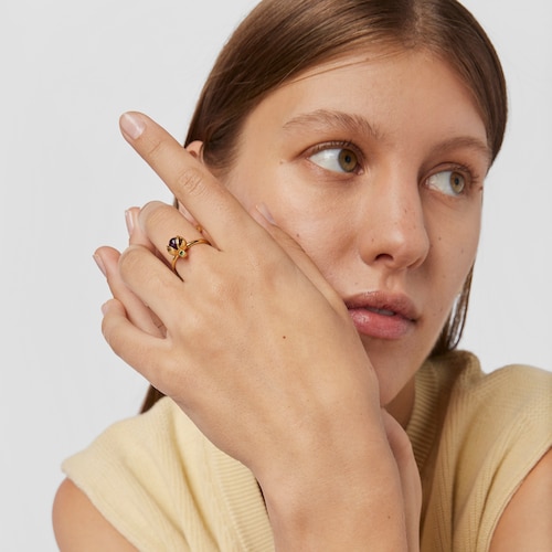Silver vermeil Virtual Garden Ring with amethyst and chrome diopside
