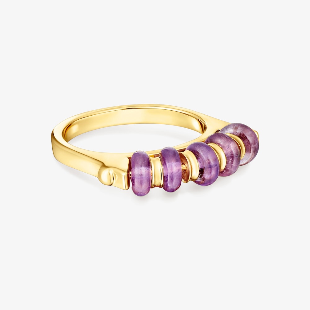 Silver vermeil Virtual&nbsp;Garden Bar ring with amethyst
