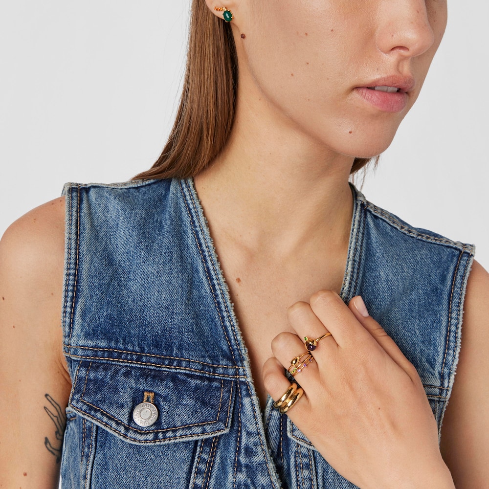 Sada tř&iacute; Prstenů Virtual&nbsp;Garden z&nbsp;pozlacen&eacute;ho stř&iacute;bra s&nbsp;drah&yacute;mi kameny