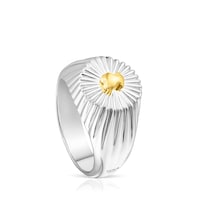 Silver and silver vermeil Virtual Garden Signet ring with bear