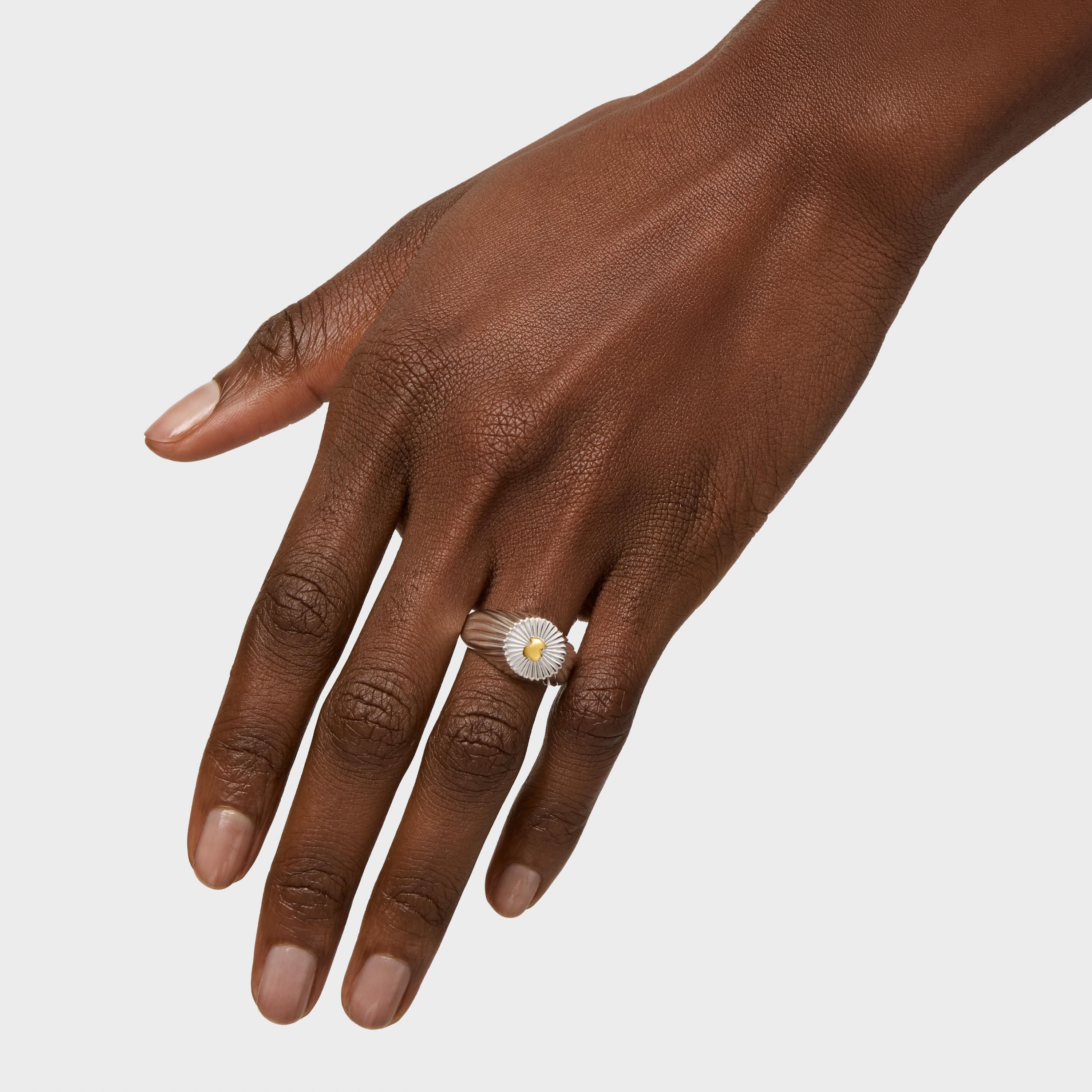 silver and vermeil Virtual Garden Signet ring with bear