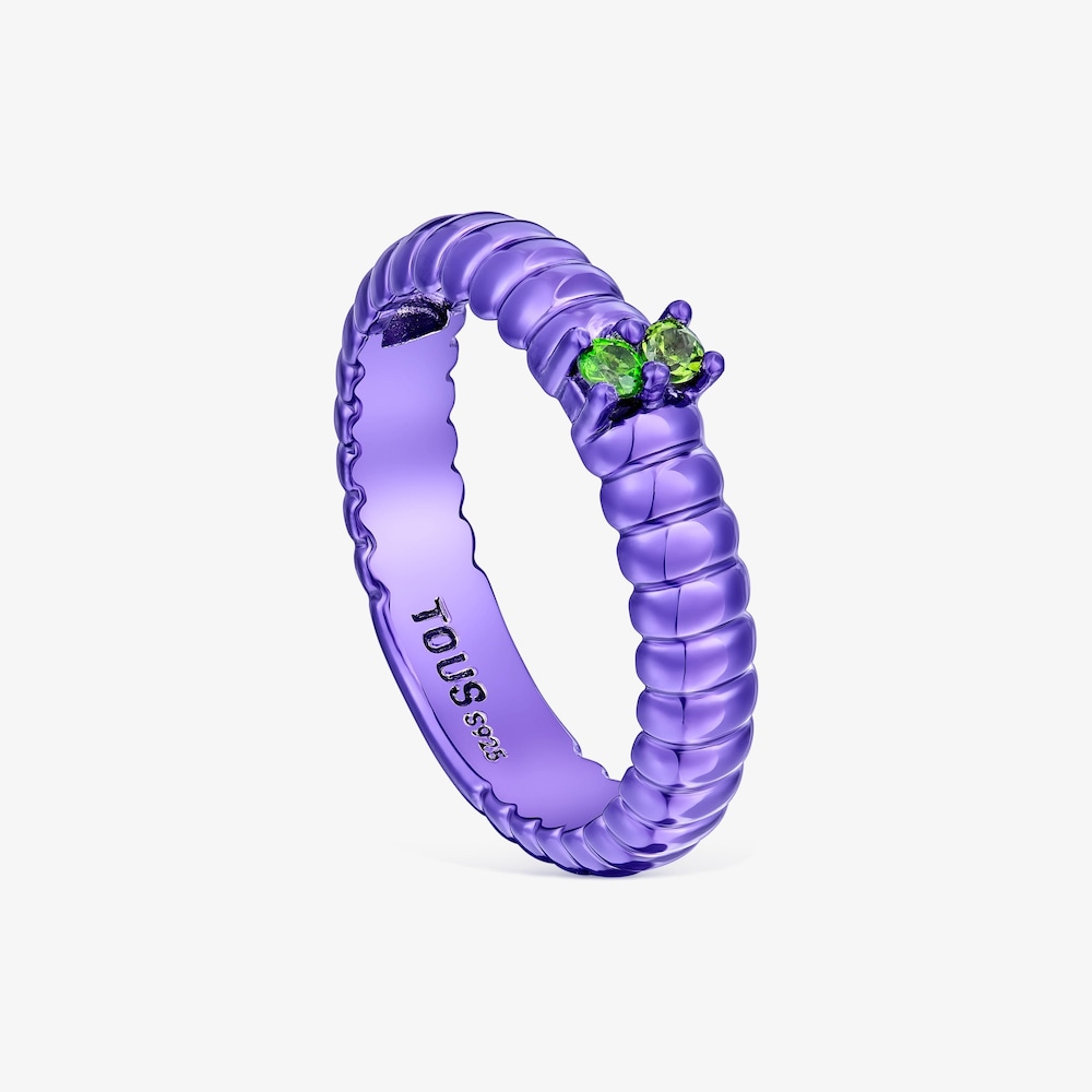 Anillo de plata en color morado con cromodi&oacute;psido Virtual Garden