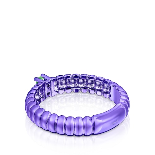 Pierścionek Virtual Garden ze srebra z fioletowym wykończeniem, z diopsydem chromowym