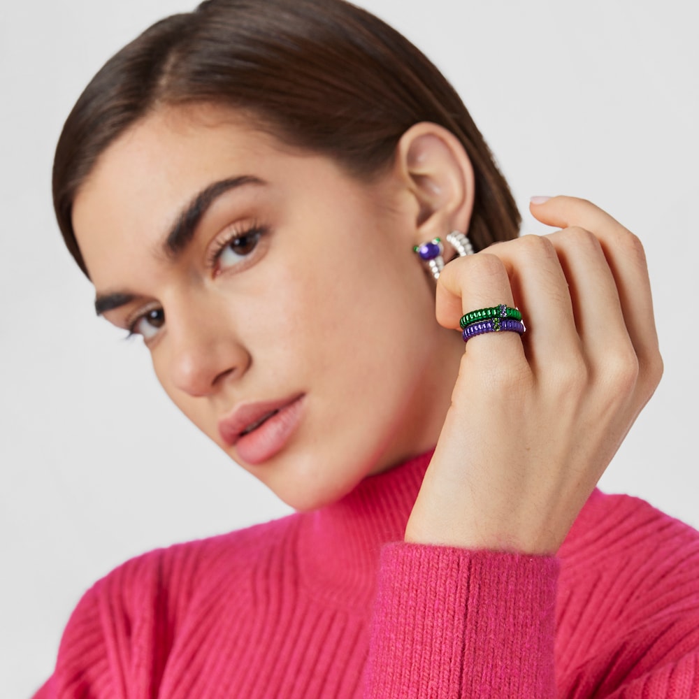 Anillo de plata en color morado con cromodi&oacute;psido Virtual Garden