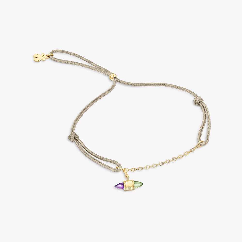 Bransoletka Lure z nylonu i złota z kamieniami szlachetnymi