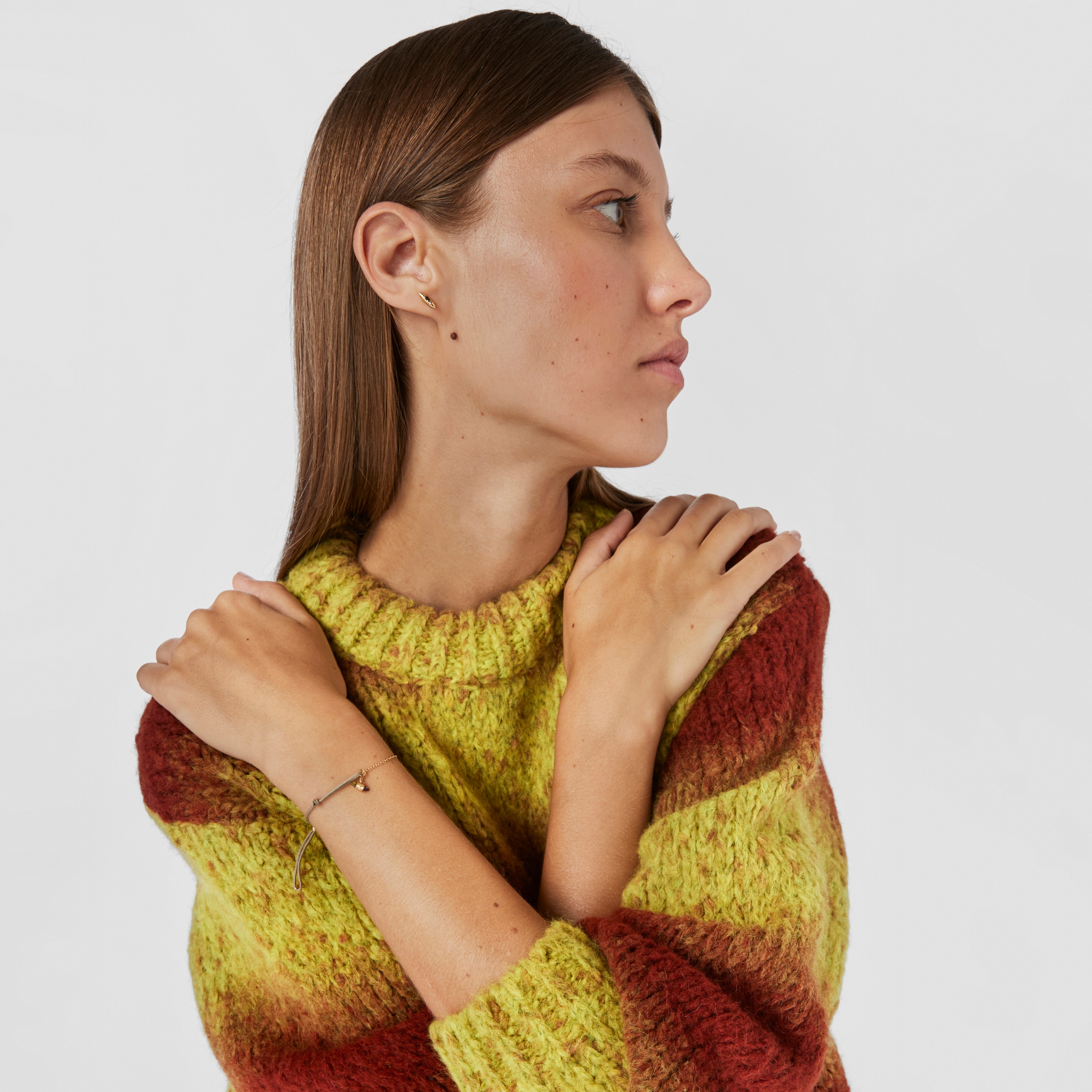 Nylon and 18K solid gold Lure Bracelet with gemstones