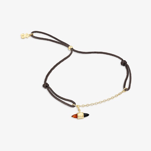 Armband Lure aus Nylon und Gold mit Karneol und Onyx