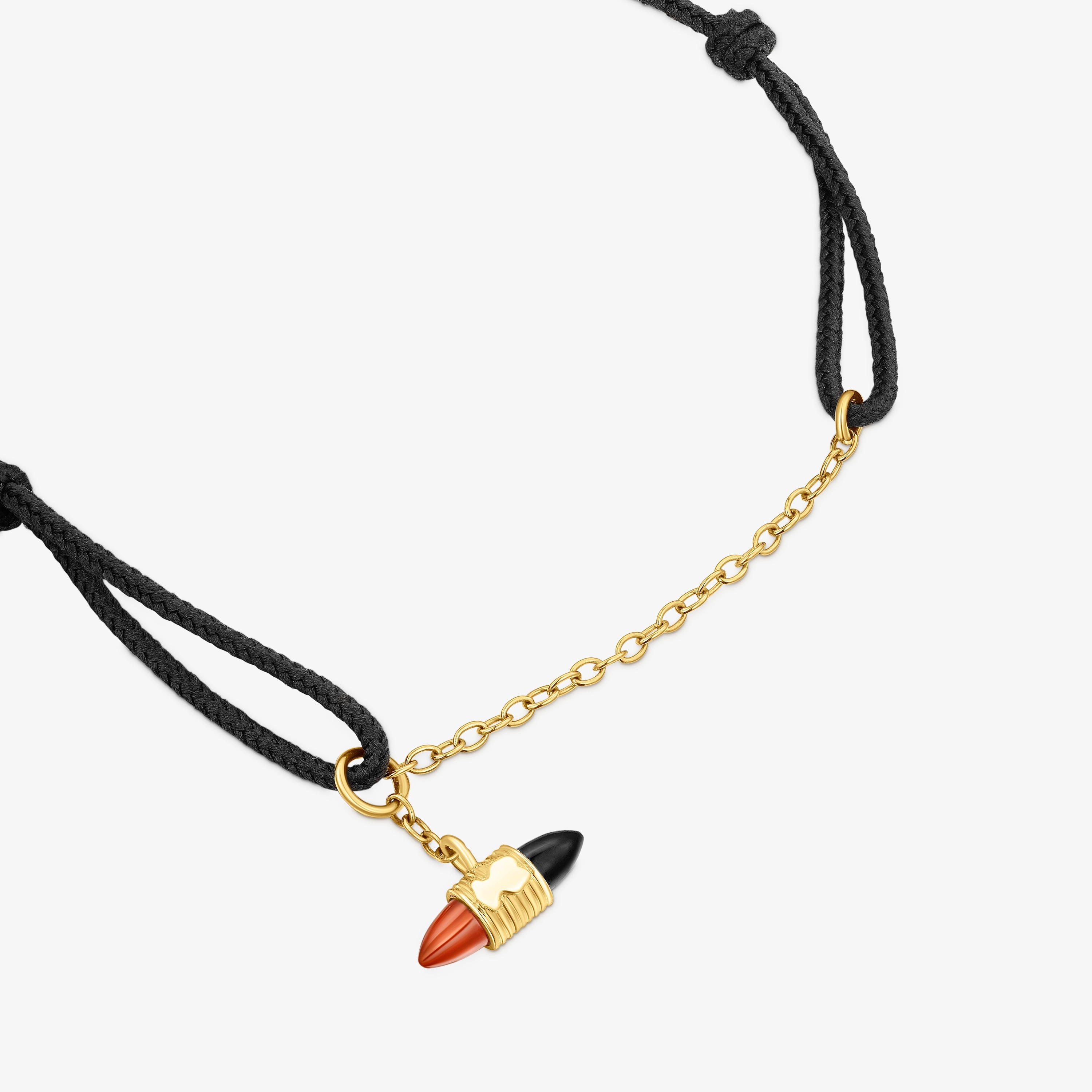 Nylon and 18K solid gold Lure Bracelet with carnelian and onyx