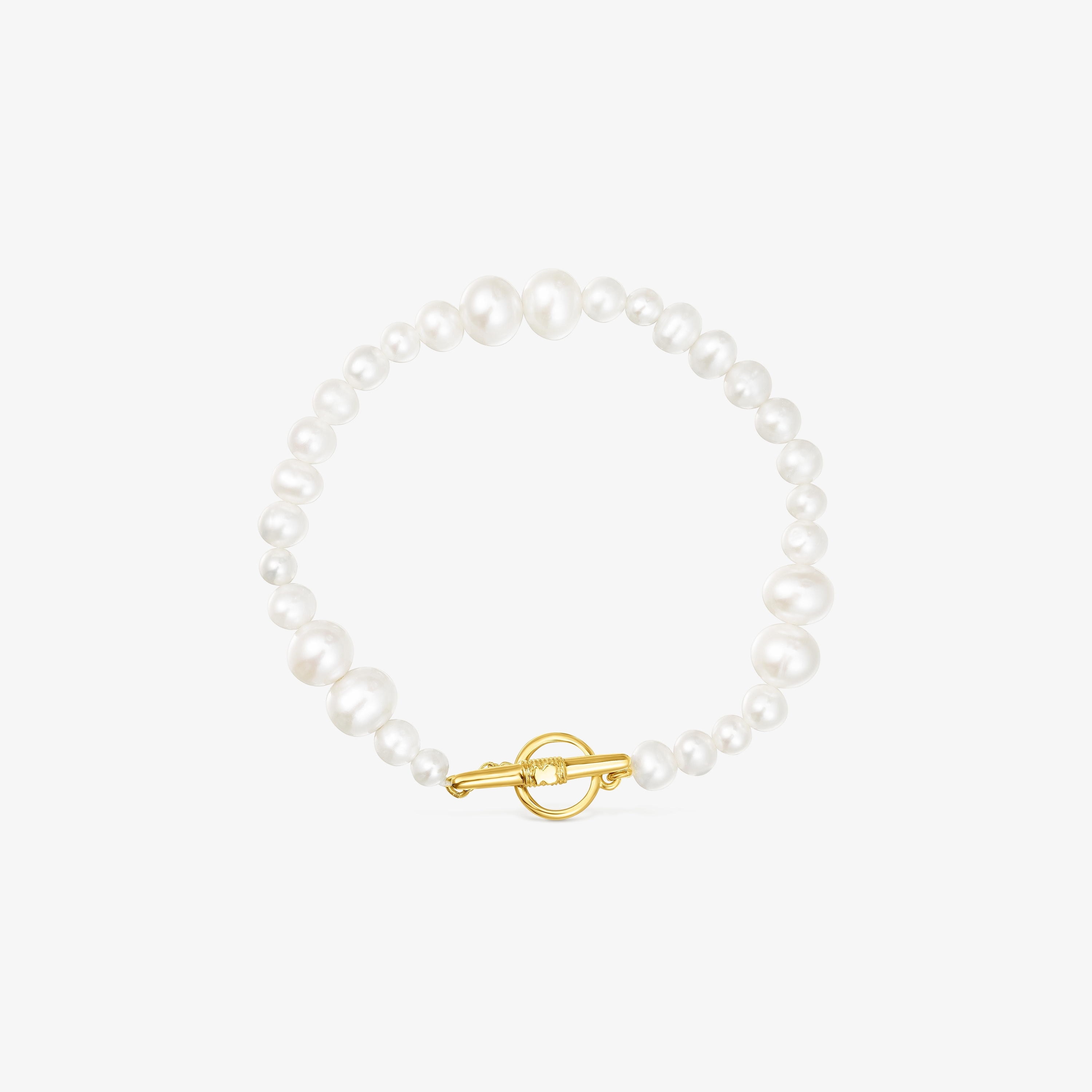 Cultured pearl Lure Bracelet with silver vermeil