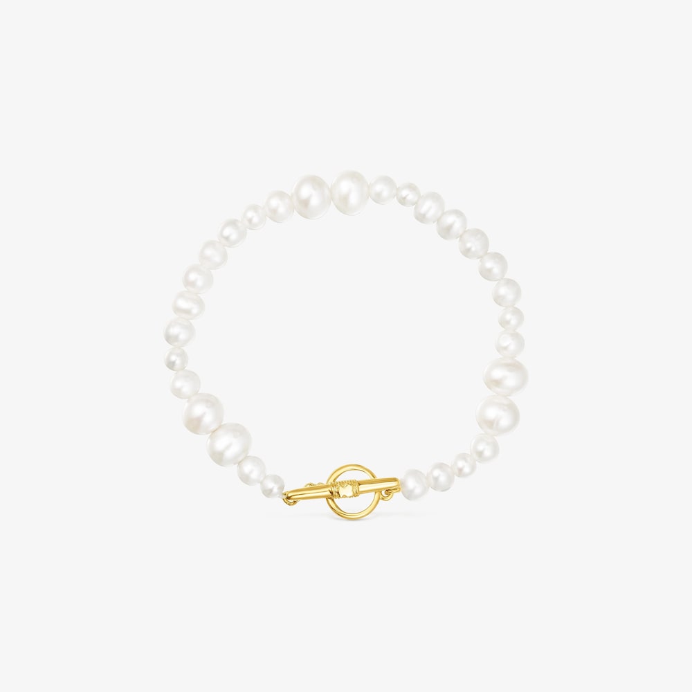 Pulsera de perlas cultivadas y plata con ba&ntilde;o de oro 18 kt sobre plata Lure