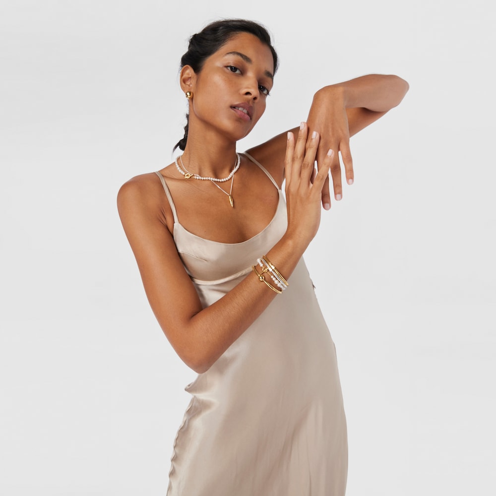 Pulsera de perlas cultivadas y plata con ba&ntilde;o de oro 18 kt sobre plata Lure