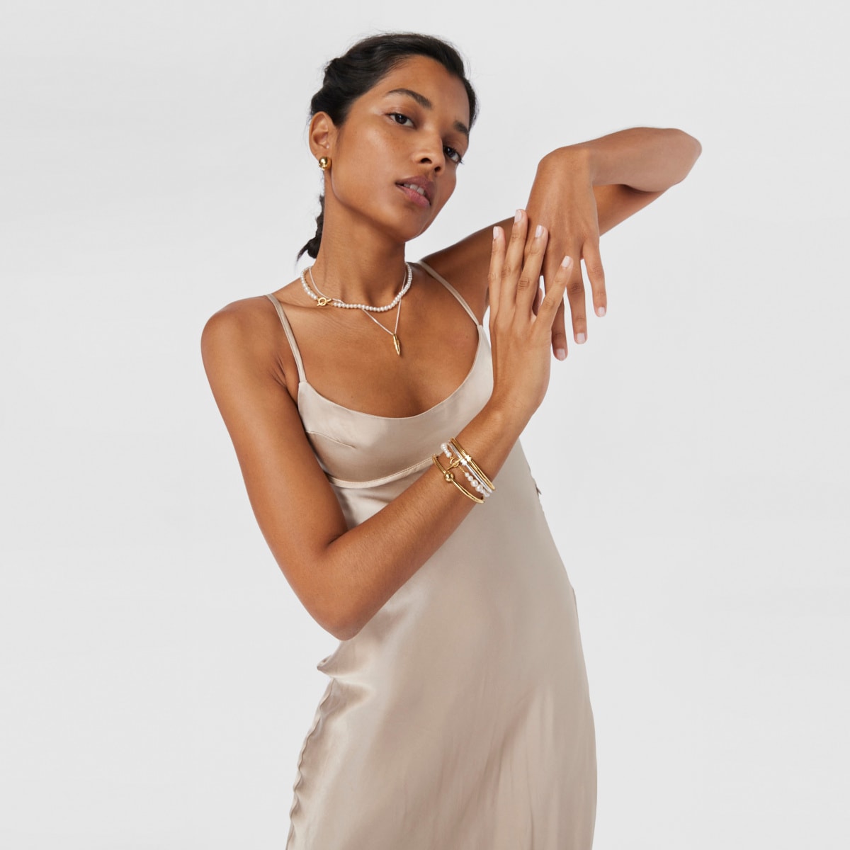 Cultured pearl Lure Bracelet with silver vermeil