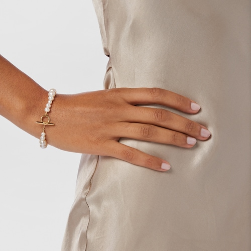Cultured pearl Lure Bracelet with silver vermeil