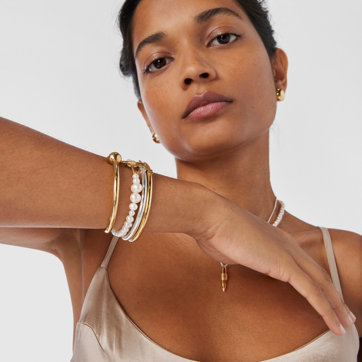Cultured pearl Lure Bracelet with silver vermeil