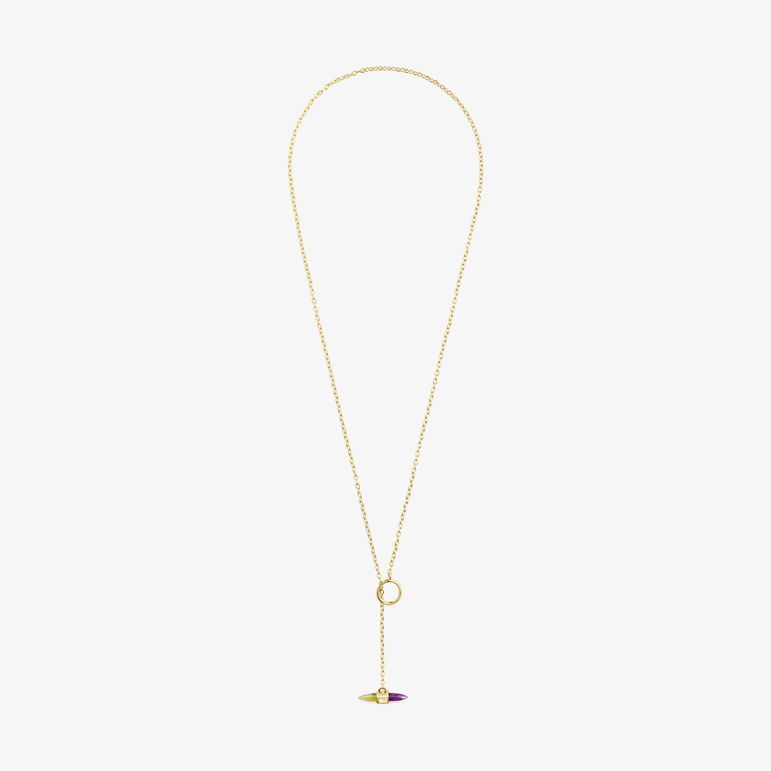 18K Solid Gold Lure Necklace with gemstones