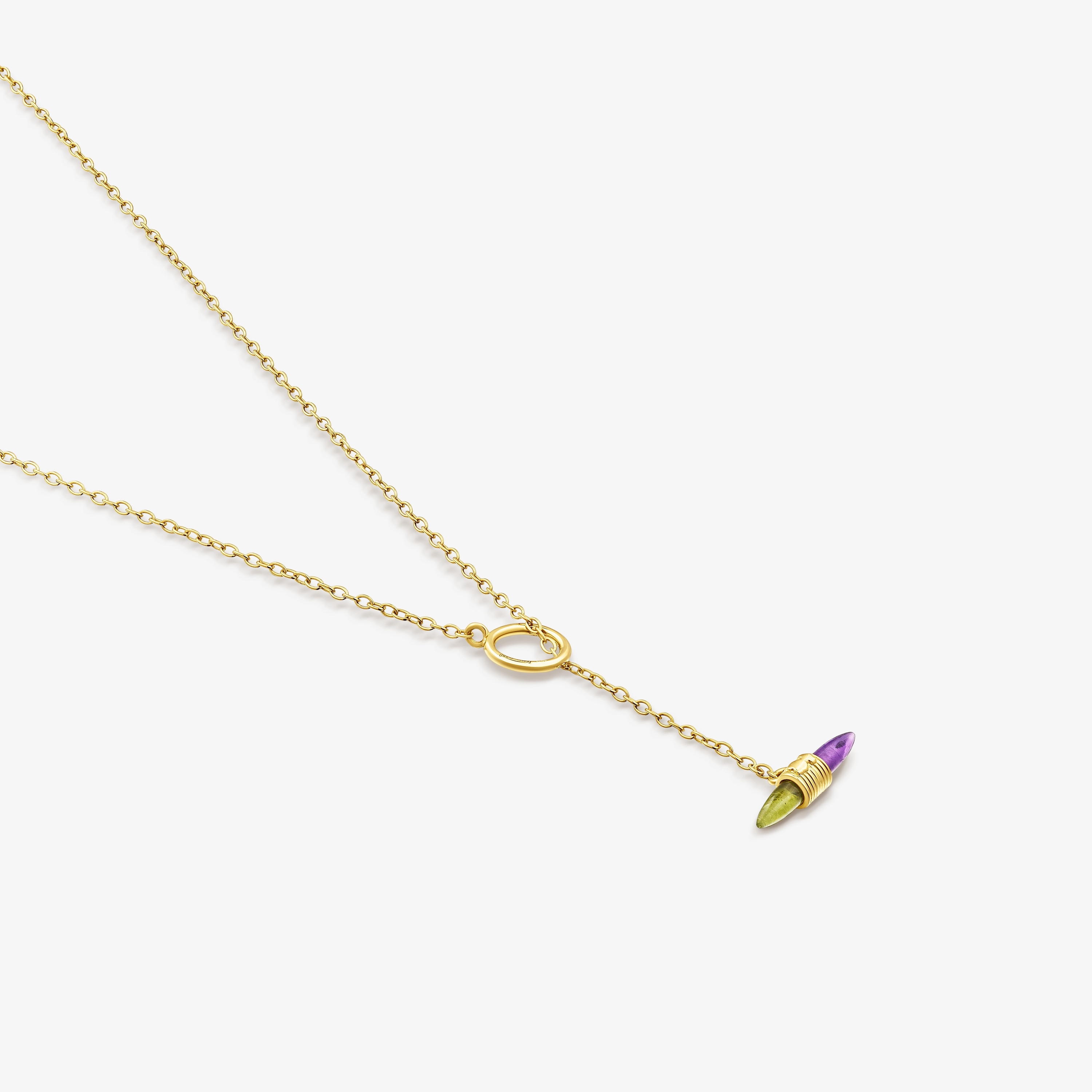 18K Solid Gold Lure Necklace with gemstones