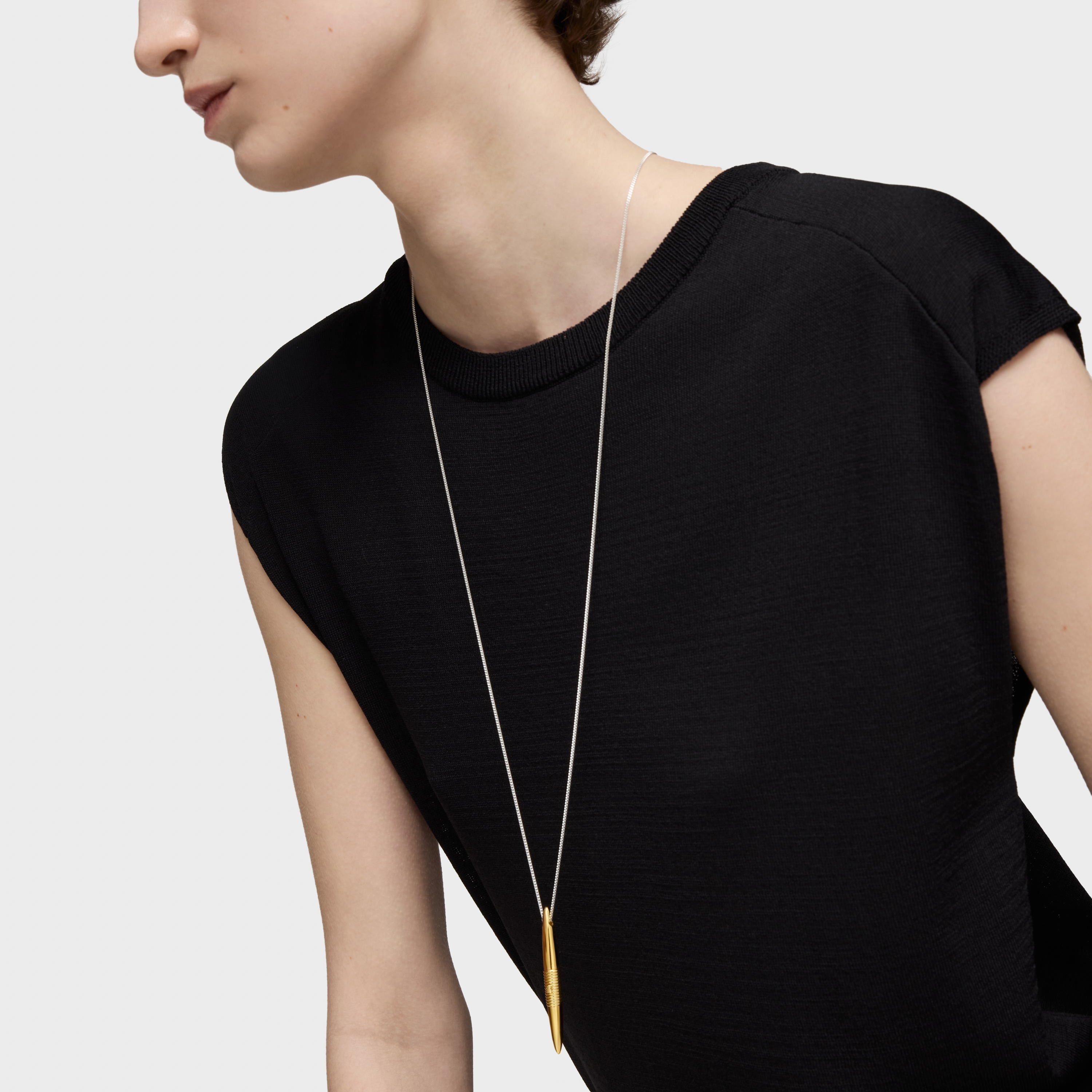 Long silver and silver vermeil Lure Necklace