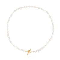 Cultured pearl Lure Necklace with silver vermeil