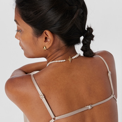 Cultured pearl Lure Necklace with silver vermeil