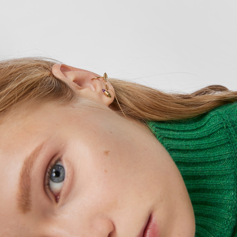 Gold Lure 1-2 Earring with gemstones