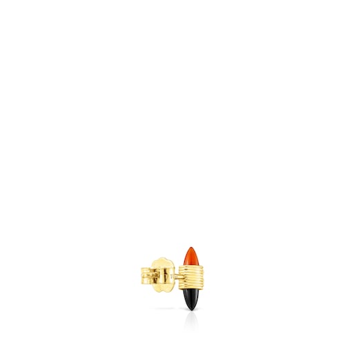 Gold Lure 1-2 Earring with carnelian and onyx