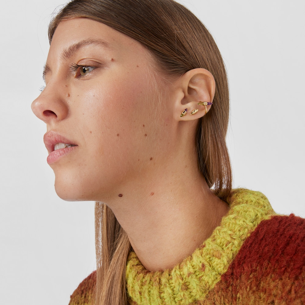 Gold Lure Earcuff with gemstones