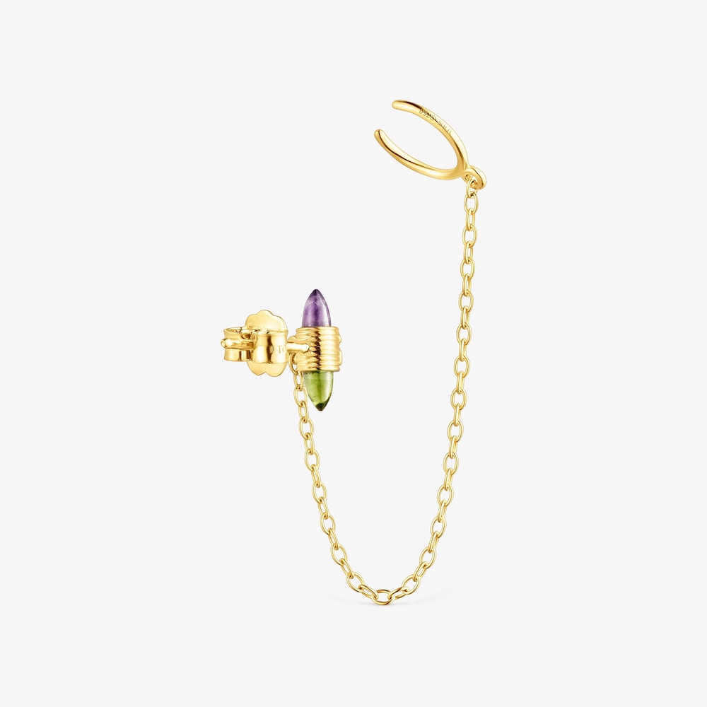 Earcuff cadena de oro y gemas Lure