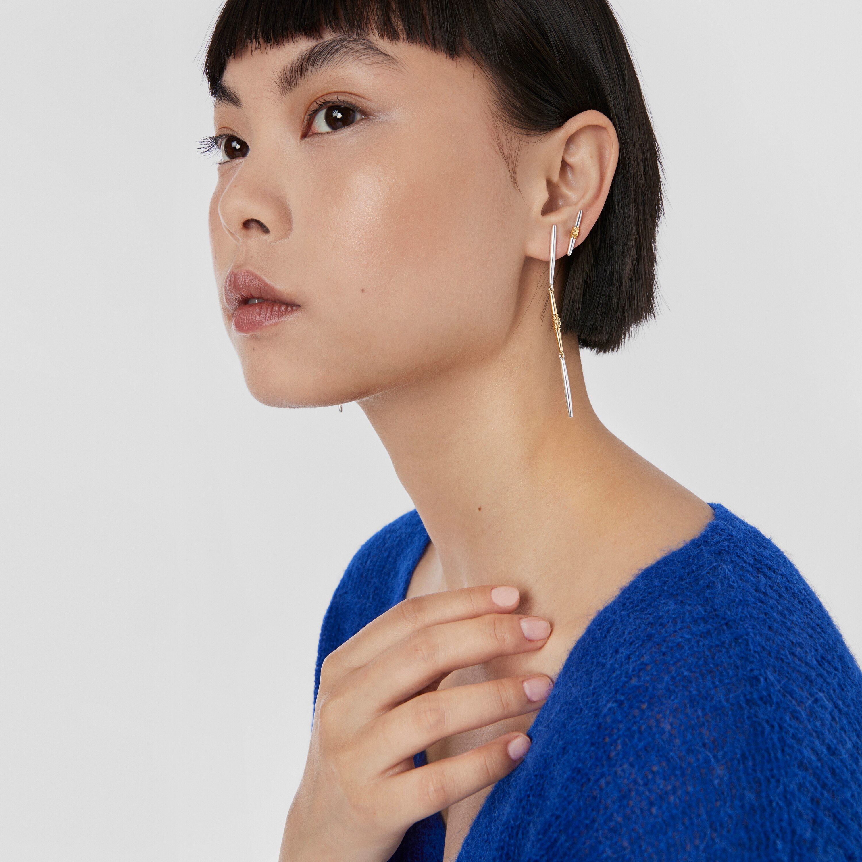 Long silver and silver vermeil Lure Earrings