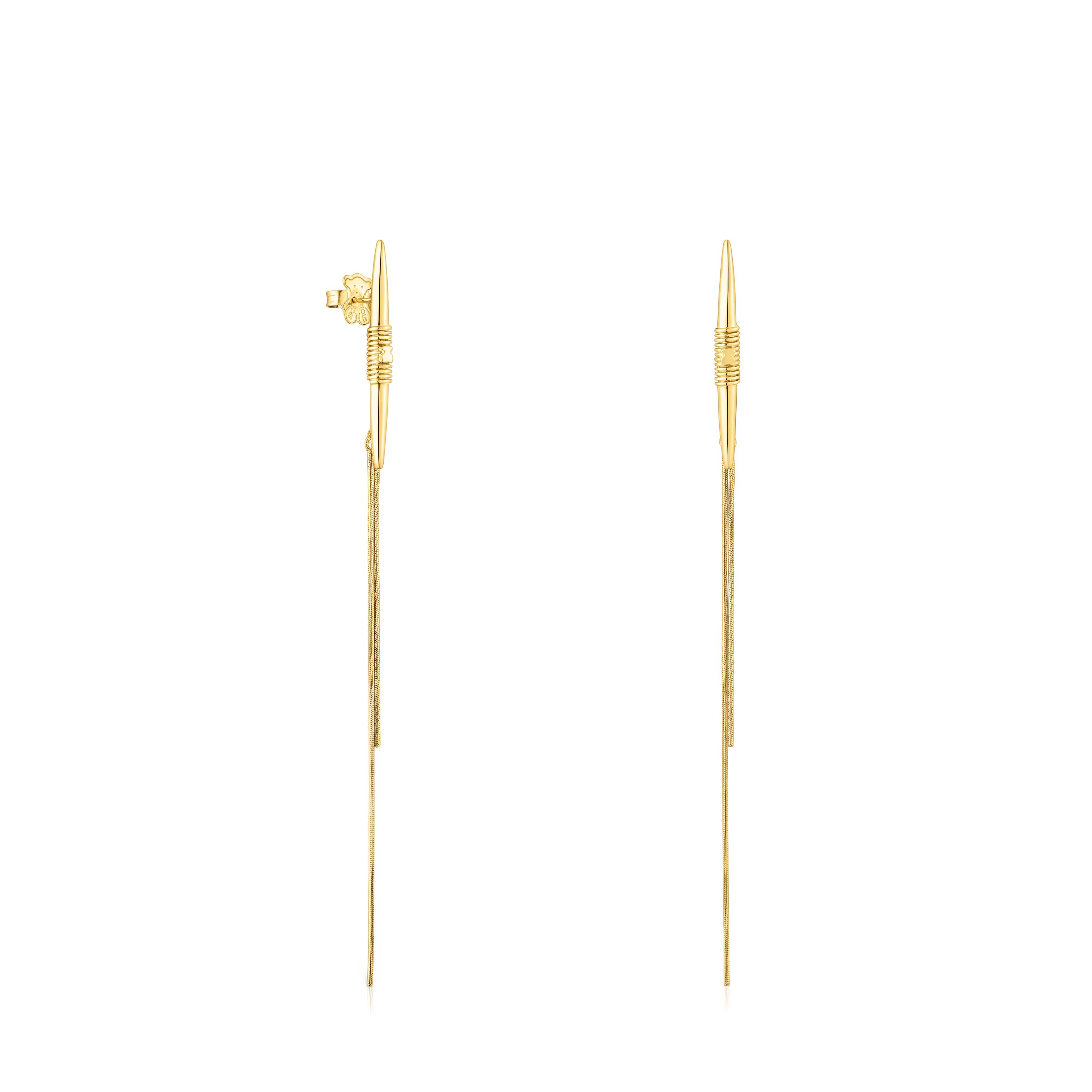 Pendientes largos con baño de oro 18 kt sobre plata Lure