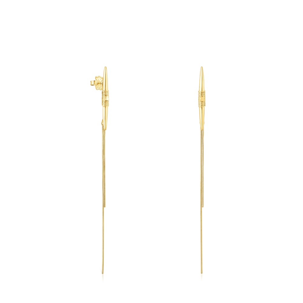 Pendientes largos con baño de oro 18 kt sobre plata Lure image number 0