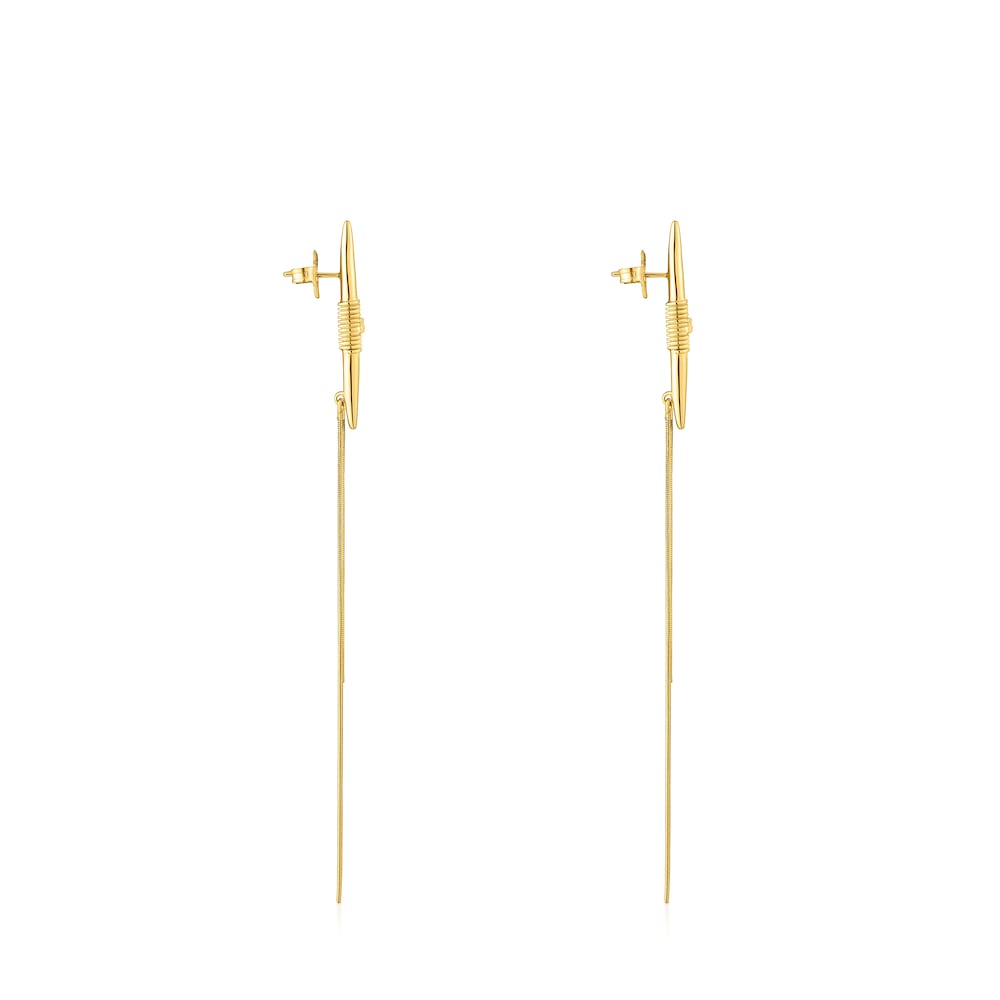 Pendientes largos con baño de oro 18 kt sobre plata Lure image number 1