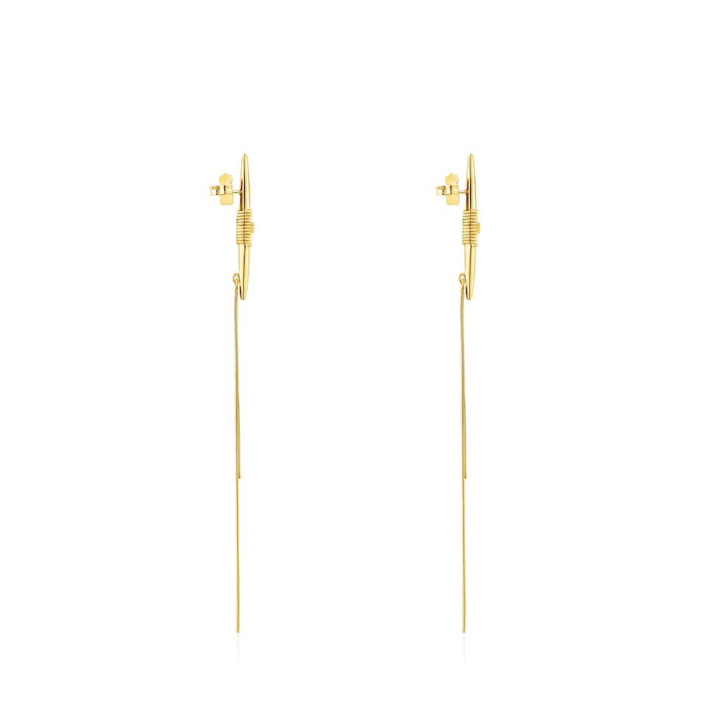 Pendientes largos con baño de oro 18 kt sobre plata Lure image number 2