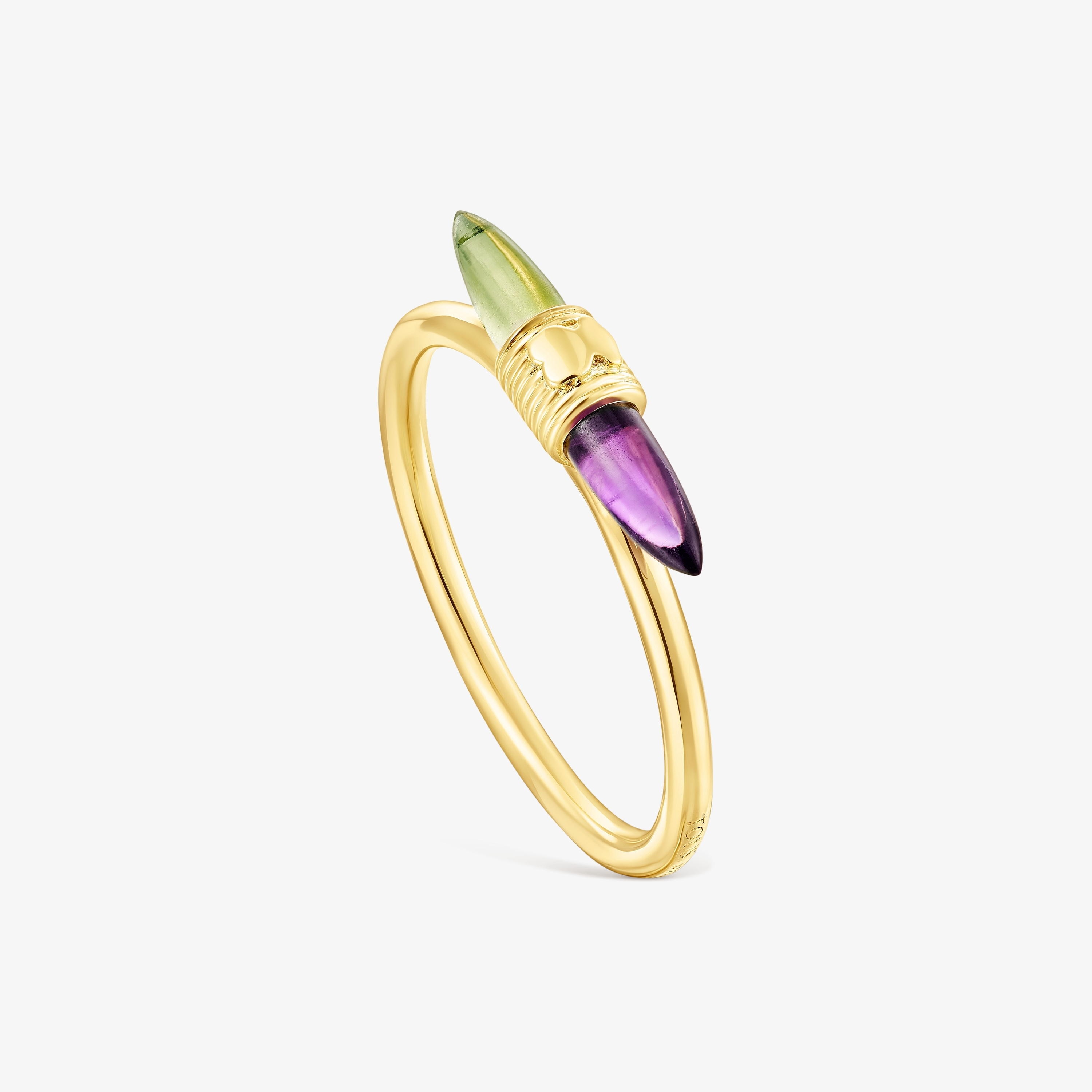 18K Solid Gold Lure Ring with gemstones