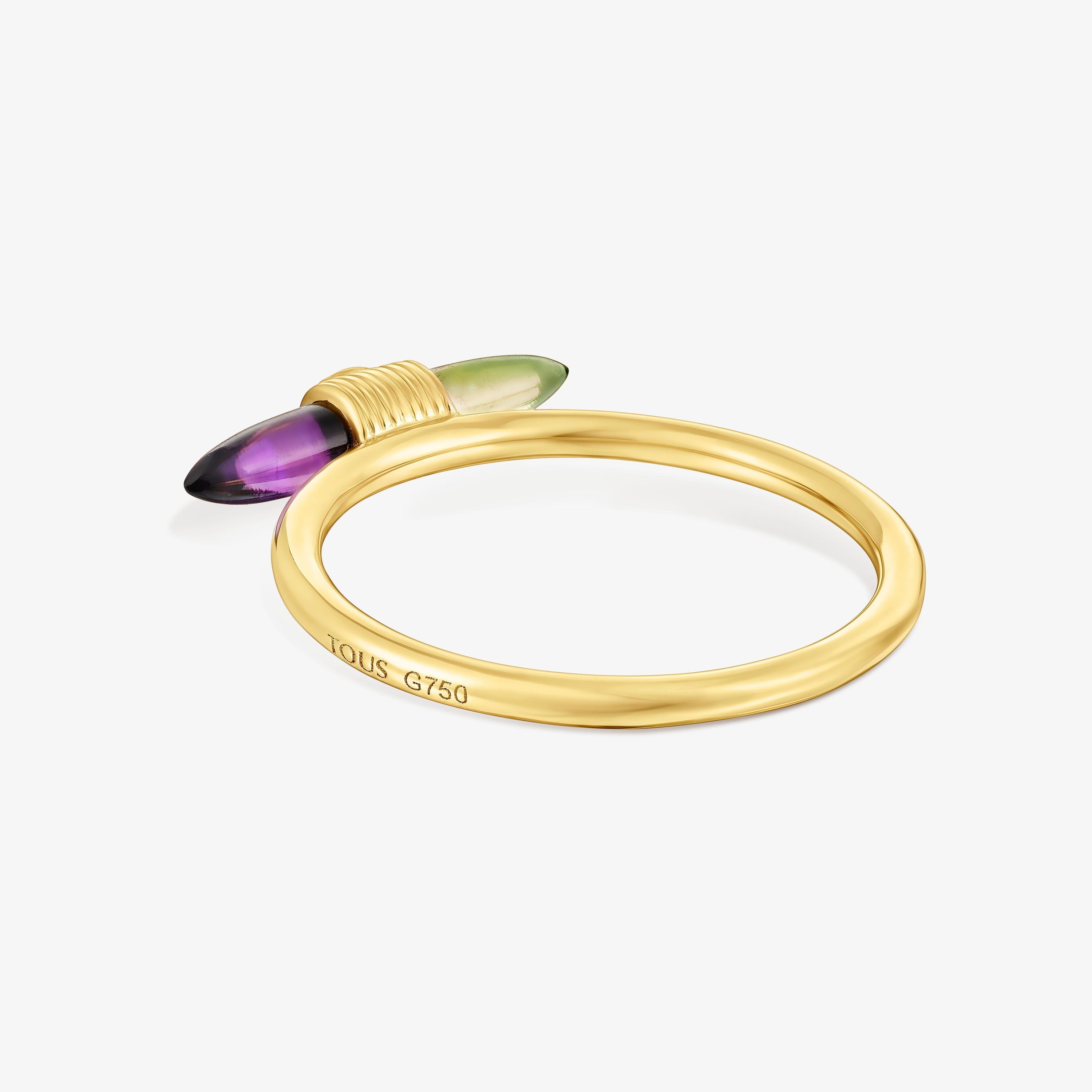 18K Solid Gold Lure Ring with gemstones